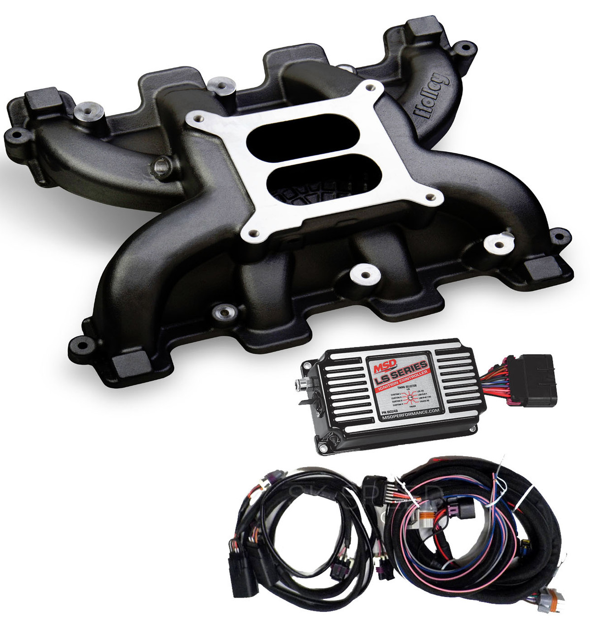 LS Cathedral Port Carb Conversion Holley 300-130BK Black Intake